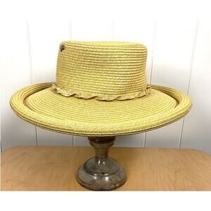 Kate Lord Raffia Rolled Brim Sun Hat with Bow Details Size Medium